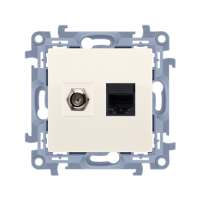 Gniazdo antenowe typu F + RJ45 kat. 5e (moduł), krem CASFRJ455.01/41 Simon 10 | CASFRJ455.01/41 Kontakt Simon