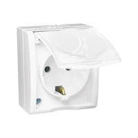 Gniazdo wtyczkowe z/u Schuko, IP54, klapka biała, zaciski śrubowe, biały AQGSZ1Z/11 Simon Aquarius | AQGSZ1Z/11 Kontakt Simon