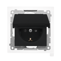 Gniazdo Schuko IP44 z przesł z uszczelką ramki (moduł) 16A 250V, szybkozłącza. Czarny mat Simon 55 | TGSZ1BCZ.01/149 Kontakt Simon