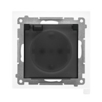 Gniazdo Schuko IP44 z przesł z uszczelką ramki 16A 250V, szybkozł. Klap transp, Czarny mat Simon 55 | TGSZ1BCZ.01/149A Kontakt Simon