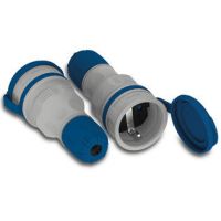 Gniazdo pojedyncze z klapką hermetyczne IP44 rozbieralne, EXTREM, szaro-niebieskie GN-44S | W-01149 Plastrol