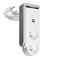 Przedłużacz biurkowy ze sprężynowym zaciskiem mocującym 2x2P+Z,USB A+C,biała, 16A/230V 1,4m | OR-AE-13245/W/1,4M Orno