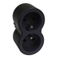 Rozgałęźnik 2X2P+Z frontowe czarny/grafitowy | 049432 Legrand