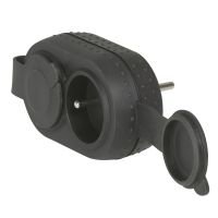 Rozgałęźnik gumowy 2x2P+Z, 16 A, zatyczki IP44 | 050470 Legrand