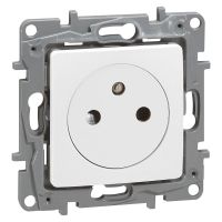 Gniazdo 2p+z płaskie automatyczne zaciski sprężynowe białe z przesłoną Niloe/Niloe Selection | 664737 Legrand