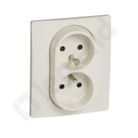 Gniazdo 2x2p+z 16A kompaktowe zaciski śrubowe kremowe z przesłoną Niloe | 764641 Legrand