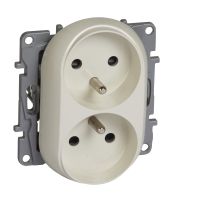 Gniazdo 2x2p+z 16A do ramek wielokrotnych zaciski śrubowe kremowe z przesłoną Niloe | 764642 Legrand