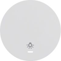 Klawisz z soczewką i symbolem "światło" do łącznika klawiszowego pojedynczego, biały, połysk R.1/R.3 | 16212079 Hager