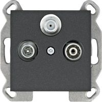 Gniazdo R-TV-SAT przelotowe, czarny, Lumina | WL3123 Hager