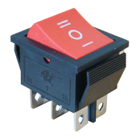Przełącznik kołyskowy, trójpozcyjny, czerwony, napis I-0-II 16(6)A, 250V AC | TES-52 Tracon