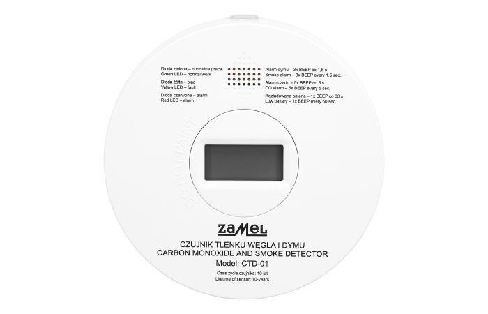 Czujnik tlenku węgla i dymu (2 w 1) CTD‑01 | GAR10000084 Zamel
