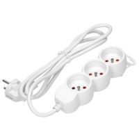 Przedłużacz 3-krotny 2P+Z, 3m H05VV-F 3x1,0mm2, Imax=10A, biały | OR-AE-13145/W/3M Orno