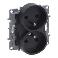 Gniazdo 2x2P+Z do ramek wielokrotnych (z przesłoną, zaciski śrubowe) antracyt, Niloe Selection | 762242 Legrand