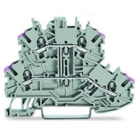 Złączka 2-piętrowa 4-przewodowa Złączka przelotowa, szara | 2000-2208 Wago