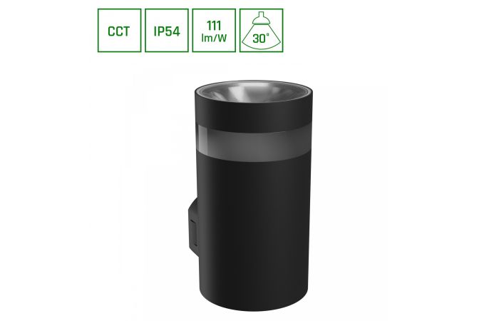 Oprawa na elewację TORRE RING 9W CCT 3000/4000/6000K IP54 99x78x156mm czarna okrągła jednokierunkowa | SLI003025CCT_PW Wojnarowscy