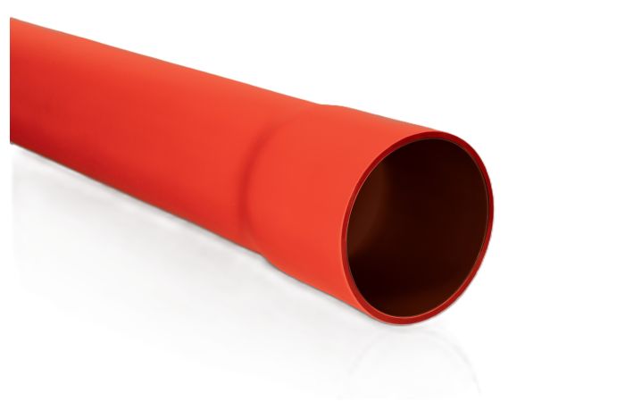 Rura osłonowa sztywna z kielichiem ROS-M 110/5,5 750N,RHDPE, gładka, czerwona (6m/50szt) SRS | 10674 TT Plast