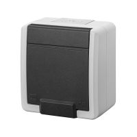 Gniazdo natynkowe pojedyncze z uziemieniem 2p+z IP 55, szary 7035/7016, AQUANT 2K | 5041-10 Elektro-Plast Nasielsk