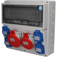 Rozdzielnica budowlana bez zabezpieczeń, bezp 2x5x32A 5x16A 2x2P+PE(2x3x16A) INA=32A IP54 SB-147505- | SB-147505-S0050-54 Spamel