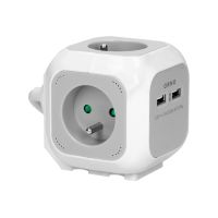 Przedłużacz z 4-krotnym gniazdem 2P+Z i ładowarką 2xUSB, 1,4m H05VV-F 3x1mm2, szaro-biały | OR-AE-13144 Orno