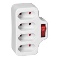 Rozgałęźnik 4x2P/II z włącznikiem, biały | OR-AE-13255 Orno