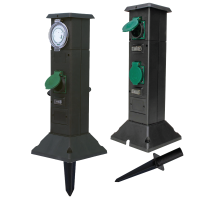 Słupek ogrodowy z trzema gniazdami i zegarem mechanicznym | TGS203FT BestService