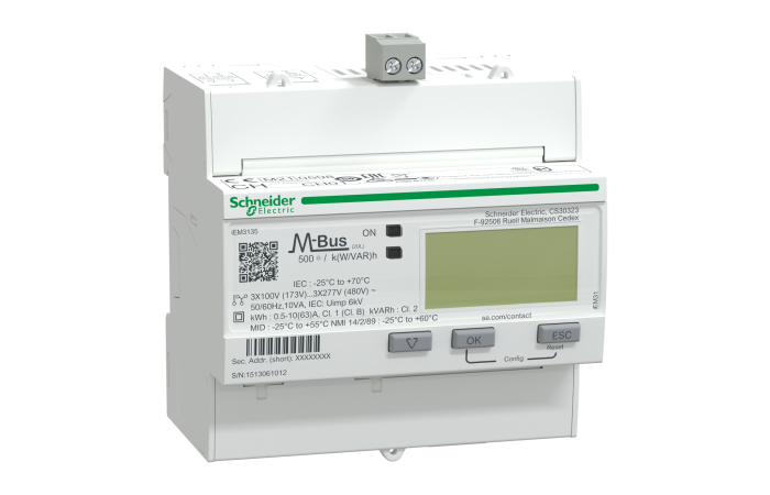 Licznik energii elektrycznej 1/3-fazowy 63A 100-277/173-480V kl.1 taryf cyfrowy mod iEM3135, Acti 9 | A9MEM3135 Schneider Electric