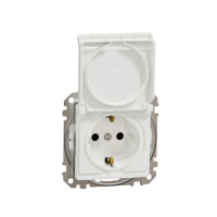 Gniazdo schuko z przesłonami IP44, białe | SDD211023 Schneider Electric