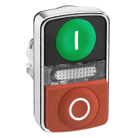 Napęd przycisku podwójny O-I zielony-czerwony, z podświetleniem z samopowrotem, Harmony XB4 | ZB4BW7L3741 Schneider Electric