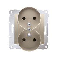 Gniazdo wtyczkowe podwójne z/u z przesłoną, 16A, zaciski śrubowe, złoty mat DGZ2MZ.01/44 Simon 54 | DGZ2MZ.01/44 Kontakt Simon