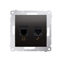 Gniazdo komputerowe RJ45 kategoria 5e + telefoniczne RJ12, antracyt D5T.01/48 Simon 54 | D5T.01/48 Kontakt Simon