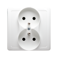Gniazdo wtyczkowe podwójne z/u kompletne 16A, zaciski śrubowe, biały BMGZ2/11 Simon Basic | BMGZ2/11 Kontakt Simon