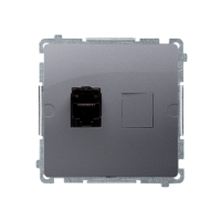 Gniazdo komputerowe RJ45, kategoria 6, pojedyncze z przesłoną, srebrny mat BM61.01/43 Simon Basic | BM61.01/43 Kontakt Simon