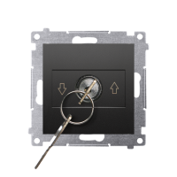 Łącznik na kluczyk roletowy 1-bieg. 3 pozycyjny „I-0-II" 2 styki N/O, 5A, 250V, czarny mat, Simon 54 | DWZK.01/49 Kontakt Simon