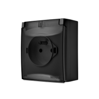 Gniazdo wtyczkowe IP44 pojedyncze z/u klapką transp 16A 250V szybkozłącza czarne Aquaclick | ACGZ1C/49A Kontakt Simon