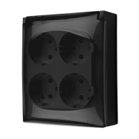 Gniazdo wtyczkowe IP44 Schuko 4-krotne klapka transp 16A 250V szybkozłącza czarny Aquaclick | ACGSZ4C/49A Kontakt Simon