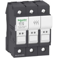 Rozłącznik bezpiecznikowy DF 3P 32A wymiary bezpiecznika 10x38mm | DF103 Schneider Electric