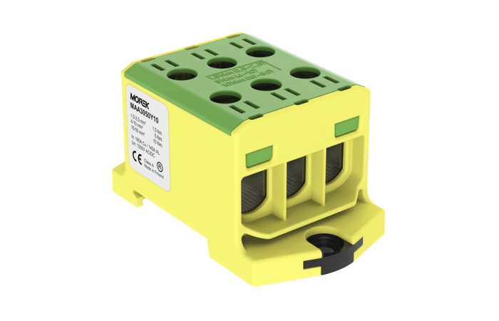 Zacisk uniwersalny, złączka OTL50-3 żółto-zielona, 3xAl/Cu 1,5-50mm2 1000V, MAA3050Y10 | MAA3050Y10 Morek