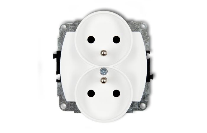 Mechanizm gniazda podwójnego do ramki poziomej z uziemieniem 2x(2P+Z) (przesłony torów prądowych) | GPR-2zp Karlik Elektrotechnik