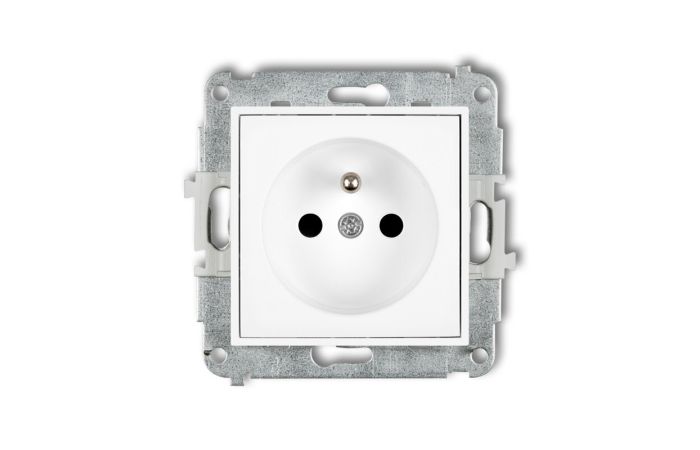 Mechanizm gniazda pojedynczego z/u 2P+Z (przesłony torów prądowych) biały | MGP-1zp Karlik Elektrotechnik