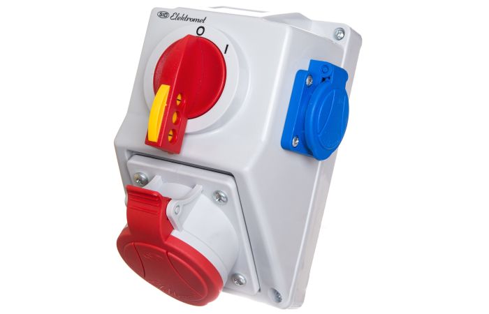Zestaw C32-18.1N Włącz-wyłącz 0-I Gniazdo 3P+N+Z, 1 x 2P+Z IP-54 | 974012 Elektromet