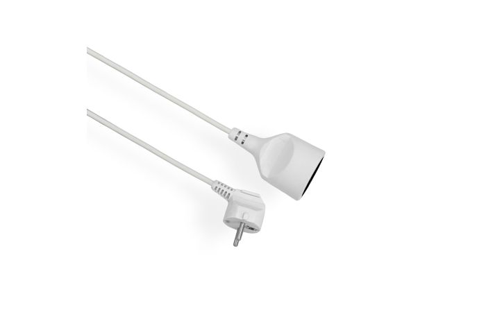 Przedłużacz 1x gniazda z uziemieniem 2P+Z przewód 3m 3x1mm2, 10A 250V, biały