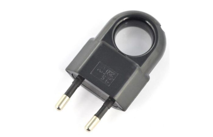 Wtyczka płaska bez uziemienia 2,5A 250V, czarna, z uchwytem | WTP2C-2 Elgotech