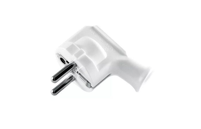 Wtyczka kątowa pojedyncza UNISCHUKO z uziemieniem 16A 250V, biała, 2P+Z | WT-35 Elgotech