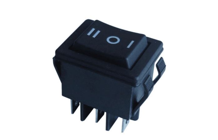 Przełącznik kołyskowy przeł. czarny, wciskany, nap. I-0-II 16(6)A, 250V AC | TES-52-2 Tracon