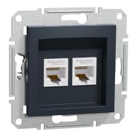 Gniazdo komputerowe podwójne 2xRJ45 kat.5e UTP bez ramki antracyt, Asfora | EPH4400171 Schneider Electric