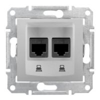 Gniazdo komputerowe podwójne 2xRJ45 kat.5e nieekranowane zaciski bezgwintowe aluminiowe, Sedna | SDN4400160 Schneider Electric
