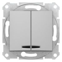 Łącznik świecznikowy z podświetleniem LED 10AX/250V aluminium, Sedna | SDN0300360 Schneider Electric