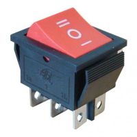 Przełącznik kołyskowy, trójpozcyjny, czerwony, napis I-0-II 16(6)A, 250V AC | TES-52 Tracon