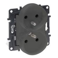 Gniazdo podwójne 2x2p+z do ramek wielokr, zac śrub, bez przesłony styków, kolor stalowy Niloe Step | 863432 Legrand