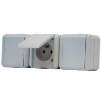 Gniazdo 3x230V IP44 szare Hermetyc | 134.22931.GG Scame